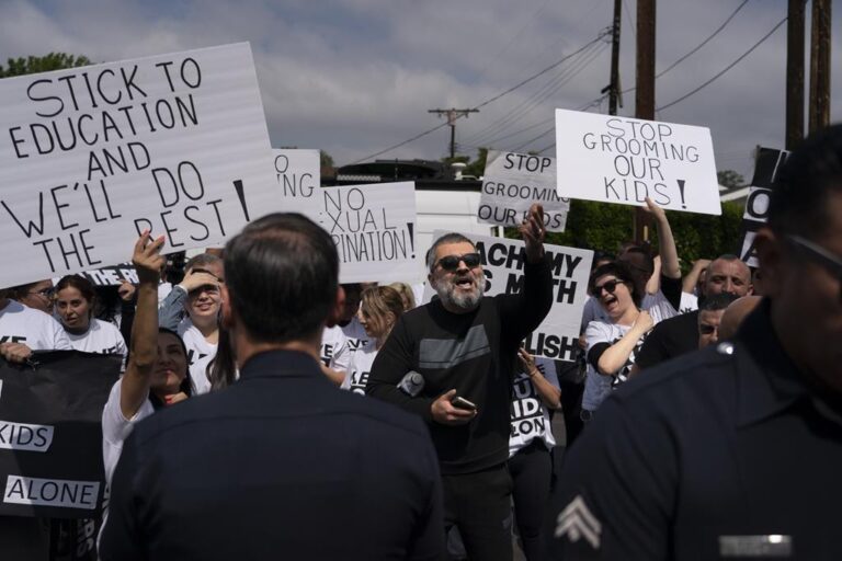 Protest over Pride month assembly at Los Angeles school turns violent | California – The Guardian
