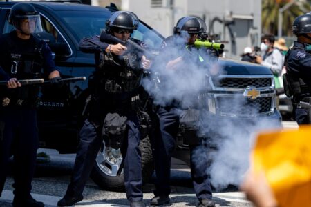 Riot police disperse protesters in downtown LA – as it happened | Los Angeles Ice protests – The Guardian