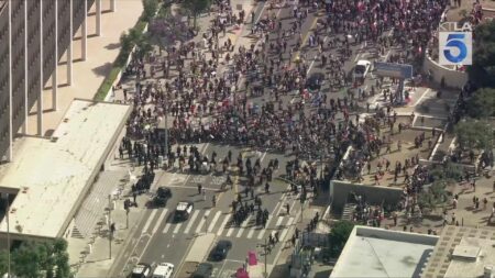 LA curfew for ICE protests curbs violence for second night as Trump and Newsom clash continues – CBS News
