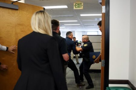 WATCH: Sen. Padilla forcibly removed after interrupting Homeland Security news conference in LA – PBS