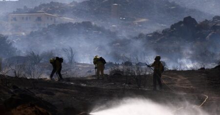Firefighters Battle Three Blazes East of Los Angeles – The New York Times
